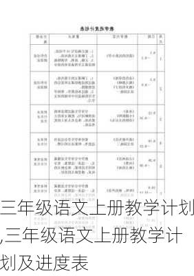 三年级语文上册教学计划,三年级语文上册教学计划及进度表