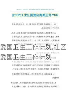 爱国卫生工作计划,社区爱国卫生工作计划