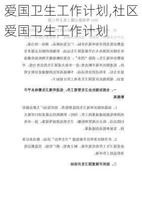 爱国卫生工作计划,社区爱国卫生工作计划