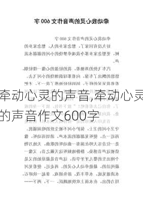 牵动心灵的声音,牵动心灵的声音作文600字