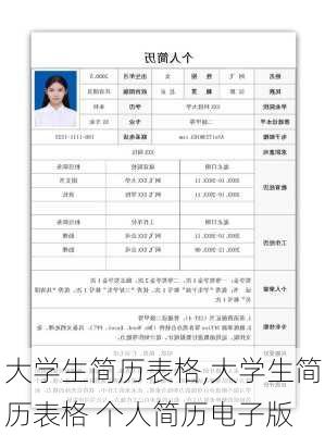 大学生简历表格,大学生简历表格 个人简历电子版