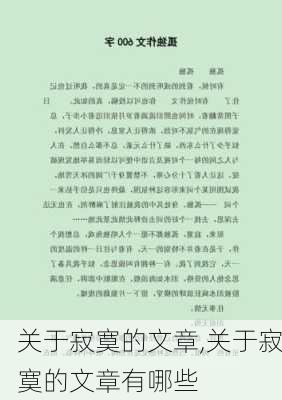 关于寂寞的文章,关于寂寞的文章有哪些