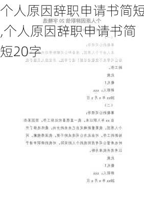 个人原因辞职申请书简短,个人原因辞职申请书简短20字