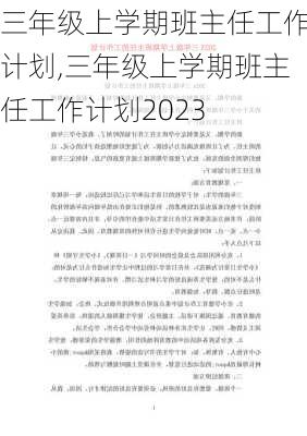 三年级上学期班主任工作计划,三年级上学期班主任工作计划2023