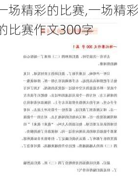 一场精彩的比赛,一场精彩的比赛作文300字