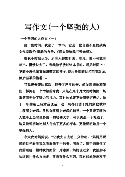 一个坚强的人作文,一个坚强的人作文600字