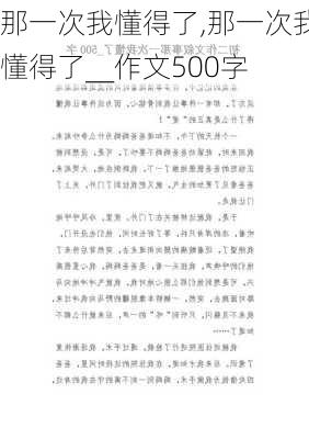 那一次我懂得了,那一次我懂得了__作文500字