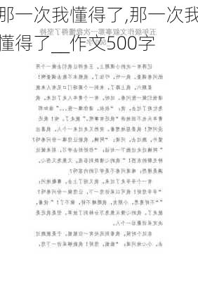 那一次我懂得了,那一次我懂得了__作文500字