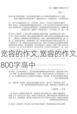 宽容的作文,宽容的作文800字高中