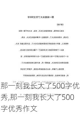 那一刻我长大了500字优秀,那一刻我长大了500字优秀作文