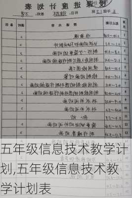 五年级信息技术教学计划,五年级信息技术教学计划表