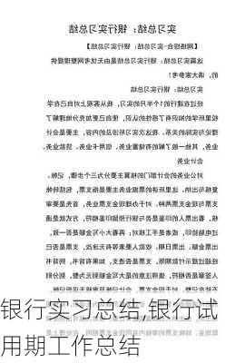 银行实习总结,银行试用期工作总结