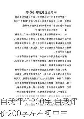 自我评价200字,自我评价200字左右初中生