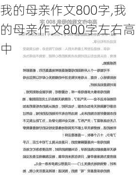 我的母亲作文800字,我的母亲作文800字左右高中