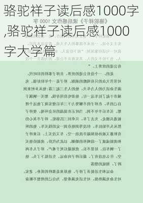 骆驼祥子读后感1000字,骆驼祥子读后感1000字大学篇