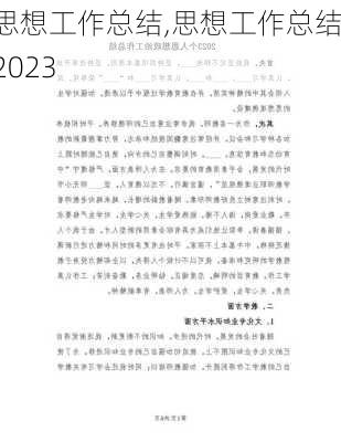 思想工作总结,思想工作总结2023