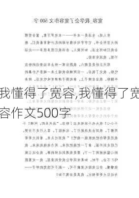 我懂得了宽容,我懂得了宽容作文500字