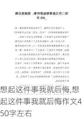 想起这件事我就后悔,想起这件事我就后悔作文450字左右