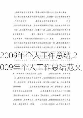 2009年个人工作总结,2009年个人工作总结范文