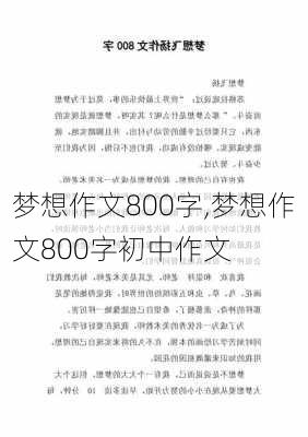 梦想作文800字,梦想作文800字初中作文