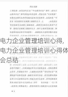 电力企业管理培训心得,电力企业管理培训心得体会总结