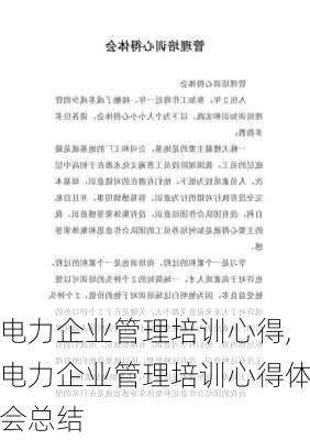 电力企业管理培训心得,电力企业管理培训心得体会总结