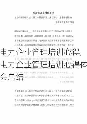 电力企业管理培训心得,电力企业管理培训心得体会总结